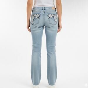 Bootcut Jeans Womens 30 Blue Embellished Embroidery Western Grace Retro glitzy